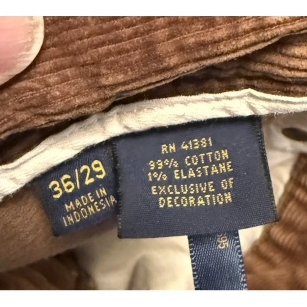 Ralph Lauren Polo Straight Fit Corduroy Pants Men's‎ Size 36x29 Brown